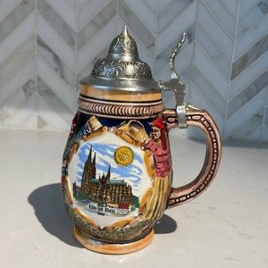 Beer Stein Mug With Lid. Hand Crafted.🦋🌸